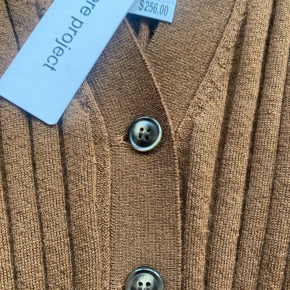 NWT The Cashmere Project Ribbed Polo Sweater in Deep Saddle, Size M - Picture 3 of 7